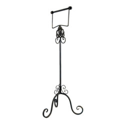 Černý antik kovový držák toaletního papíru Potier ornament - 27*24*70 cm
