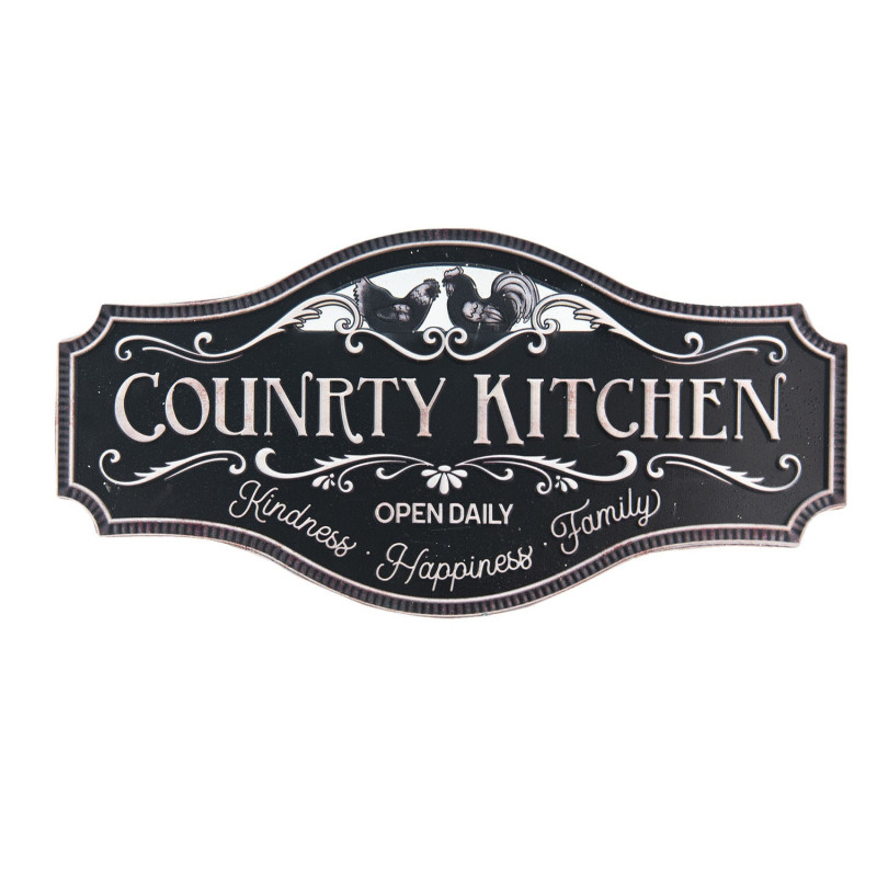 Černá plechová cedule Country Kitchen - 60*1*30 cm