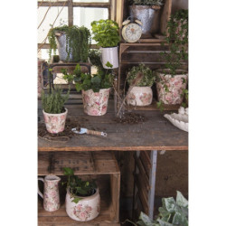 Keramický obal na květináč s růžemi Rosien - Ø15*13 cm