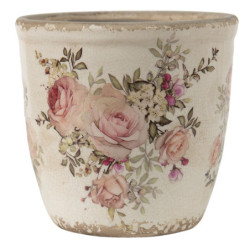 Keramický obal na květináč s růžemi Rosien S - Ø11*10 cm