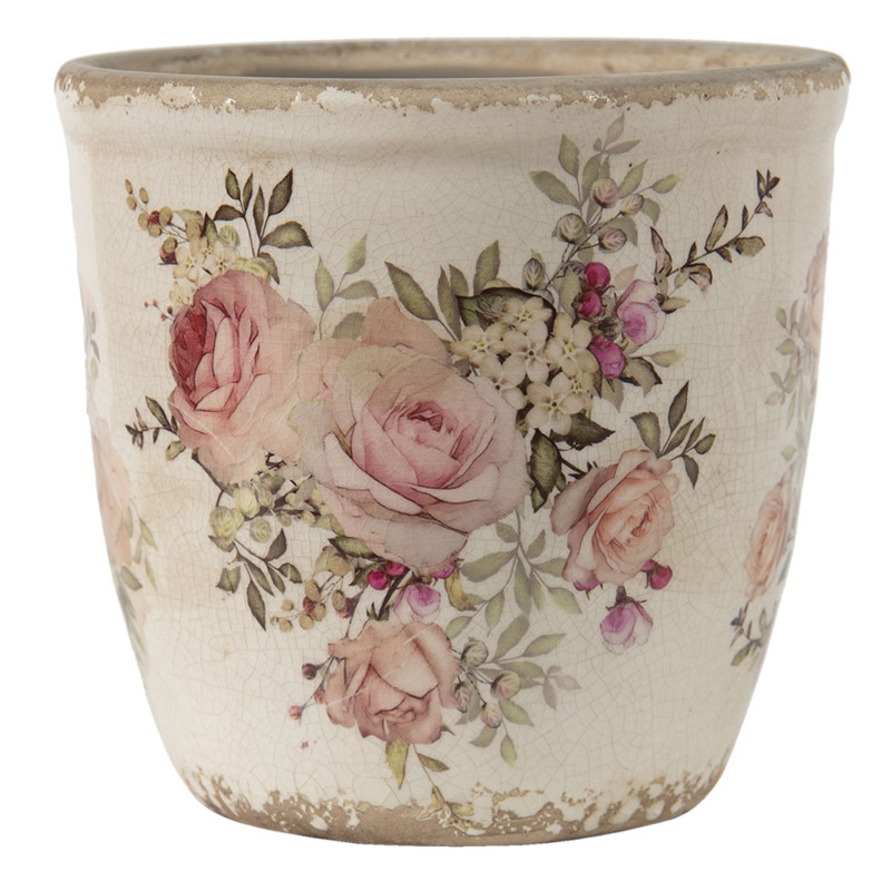 Keramický obal na květináč s růžemi Rosien S - Ø11*10 cm