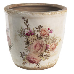 Keramický obal na květináč s růžemi Rosien XL - Ø 16*15 cm