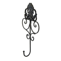 Černý antik nástěnný háček Potier ornament  - 17*5*31 cm