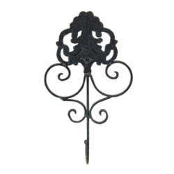Černý antik nástěnný háček Potier ornament  - 17*5*31 cm