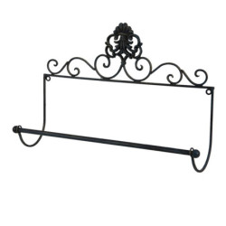 Černý antik nástěnný držák na kuchyňské role Potier ornament - 44*10*29 cm