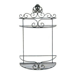 Černá antik nástěnná kovová polička Potier ornament - 33*16*53 cm