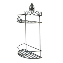 Černá antik nástěnná kovová polička Potier ornament - 33*16*53 cm
