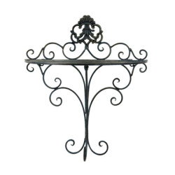 Černá antik nástěnná kovová polička Potier ornament - 33*20*39 cm