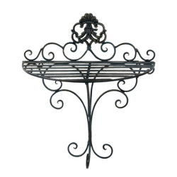 Černá antik nástěnná kovová polička Potier ornament - 33*20*39 cm