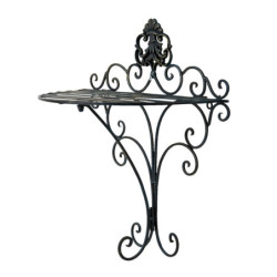Černá antik nástěnná kovová polička Potier ornament - 33*20*39 cm