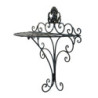Černá antik nástěnná kovová polička Potier ornament - 33*20*39 cm