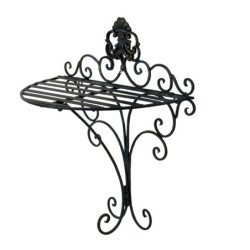Černá antik nástěnná kovová polička Potier ornament - 33*20*39 cm