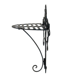 Černá antik nástěnná kovová polička Potier ornament - 33*20*39 cm