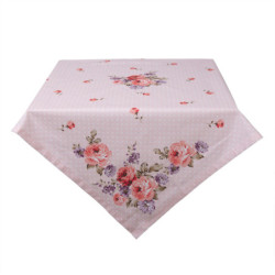 Růžový bavlněný ubrus na stůl s růžemi Dotty Rose - 100*100 cm