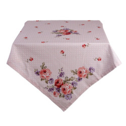 Růžový bavlněný ubrus na stůl s růžemi Dotty Rose - 150*250 cm