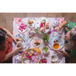 Růžový bavlněný ubrus na stůl s růžemi Dotty Rose - 150*250 cm