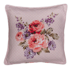 Růžový bavlněný potah na polštář s růžemi Dotty Rose - 40*40 cm