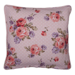 Růžový bavlněný potah na polštář s růžemi Dotty Rose - 40*40 cm