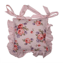 Růžový bavlněný potah na podsedák s růžemi a volánky Dotty Rose - 40*40 cm