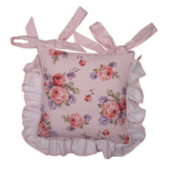 Růžový bavlněný potah na podsedák s růžemi a volánky Dotty Rose - 40*40 cm