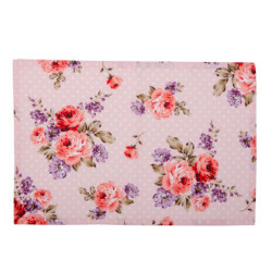 6ks bavlněné růžové prostírání s růžemi Dotty Rose - 48*33 cm