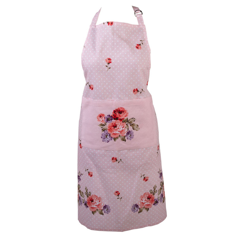 Růžová bavlněná zástěra s růžemi Dotty Rose - 70*85 cm