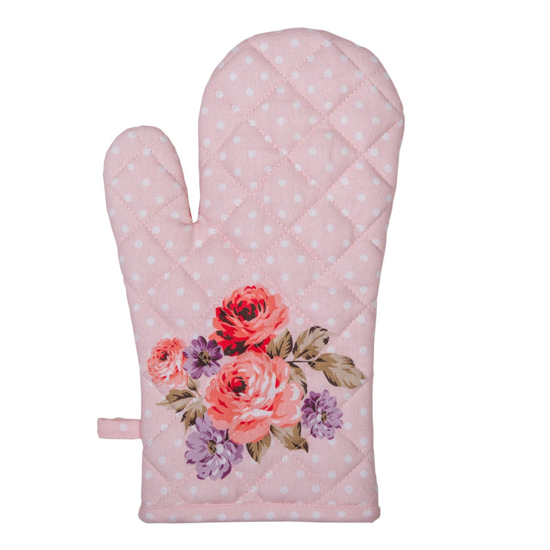 Růžová bavlněná chňapka - rukavice s růžemi Dotty Rose  - 18*30 cm