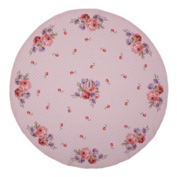 Růžová kulatá utěrka s růžemi Dotty Rose - Ø 80 cm