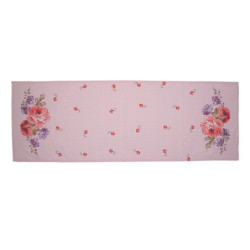 Růžový bavlněný běhoun na stůl s růžemi Dotty Rose - 50*140 cm