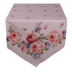 Růžový bavlněný běhoun na stůl s růžemi Dotty Rose - 50*160 cm
