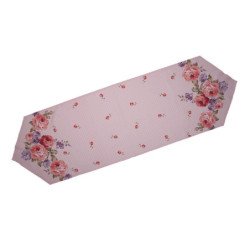Růžový bavlněný běhoun na stůl s růžemi Dotty Rose - 50*160 cm