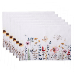 Sada 6ks bavlněných prostírání Flowerbomb - 48*33 cm