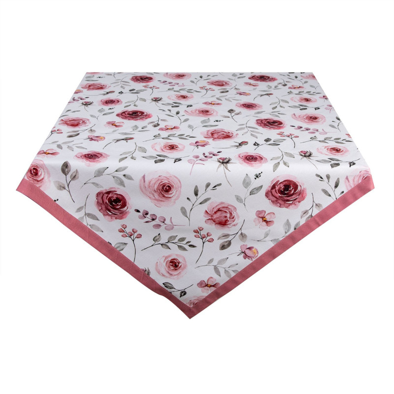 Bavlněný čtvercový ubrus s růžemi Rustic Rose - 100*100 cm