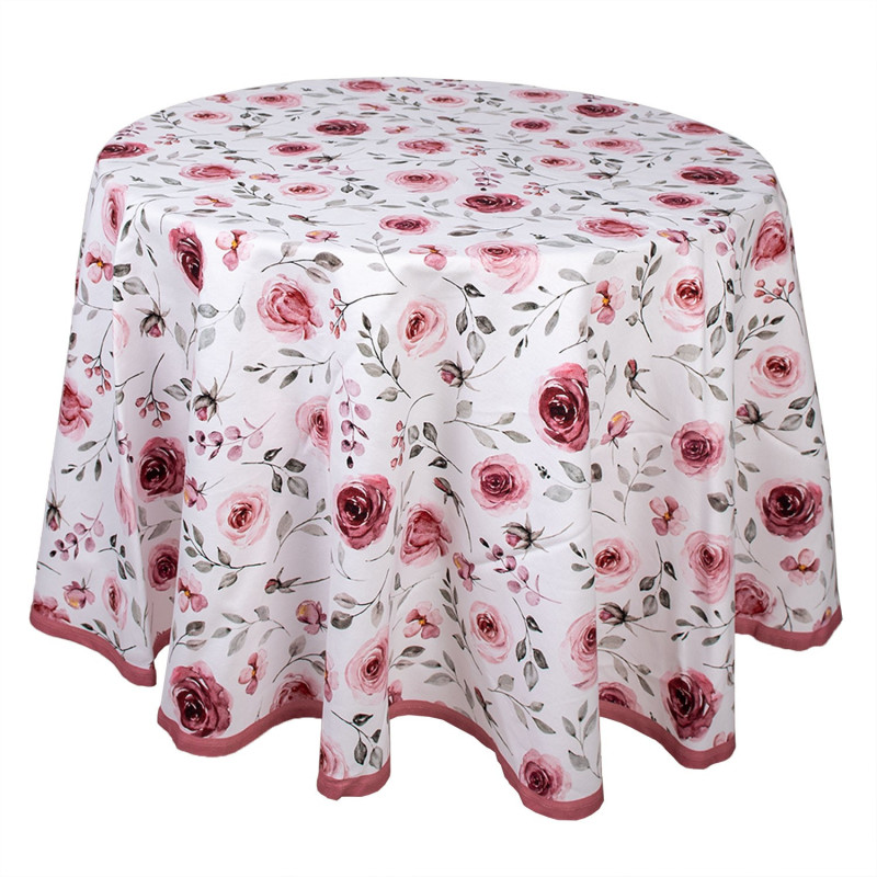 Bavlněný kulatý ubrus s růžemi Rustic Rose - Ø 170 cm