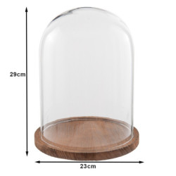 Dřevěný podnos se skleněným krytem - Ø 23*29 cm