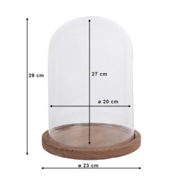 Dřevěný podnos se skleněným krytem - Ø 23*29 cm
