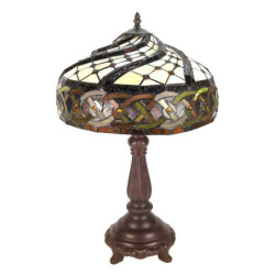 Hnědá stolní lampa Tiffany Brownie - Ø38*57 cm E27/max 2*60W