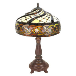 Hnědá stolní lampa Tiffany Brownie - Ø38*57 cm E27/max 2*60W