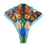 Modrá nástěnná lampa Tiffany s tulipány a motýlky Sien - 37*18*35 cm E27/max 2*60W
