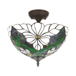 Krémovo-zelené stropní svítidlo Tiffany Malion  - Ø 36*31 cm E27/max 2*40W