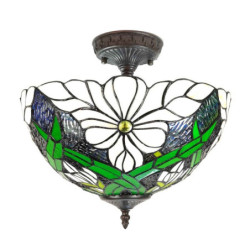 Krémovo-zelené stropní svítidlo Tiffany Malion  - Ø 36*31 cm E27/max 2*40W