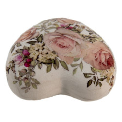Keramické dekorační srdíčko s růžičkami Rosien - 11*11*4 cm
