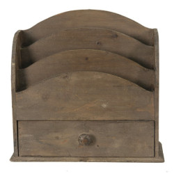 Hnědý dřevěný retro stojan na noviny a časopisy - 33*13*31 cm