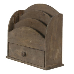 Hnědý dřevěný retro stojan na noviny a časopisy - 33*13*31 cm