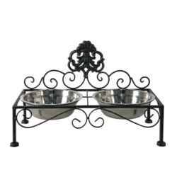 Černé antik kovové misky pro psa Potier ornament - 39*19*25 cm