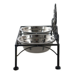 Černé antik kovové misky pro psa Potier ornament - 39*19*25 cm