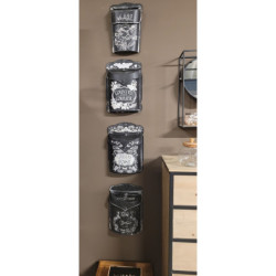 Černá retro schránka s bílými květy Country Post - 26*10*35 cm