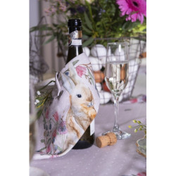 Béžová bavlněná utěrka s králíčkem Happy Bunny - 50*70 cm