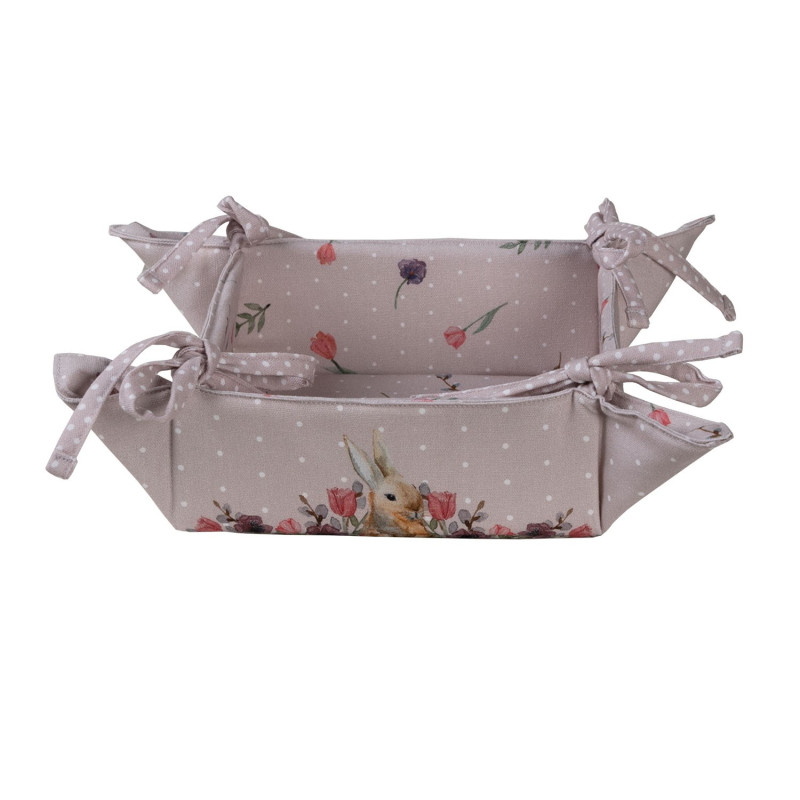 Bavlněný košík na pečivo s králíčkem Happy Bunny - 35*35*8 cm