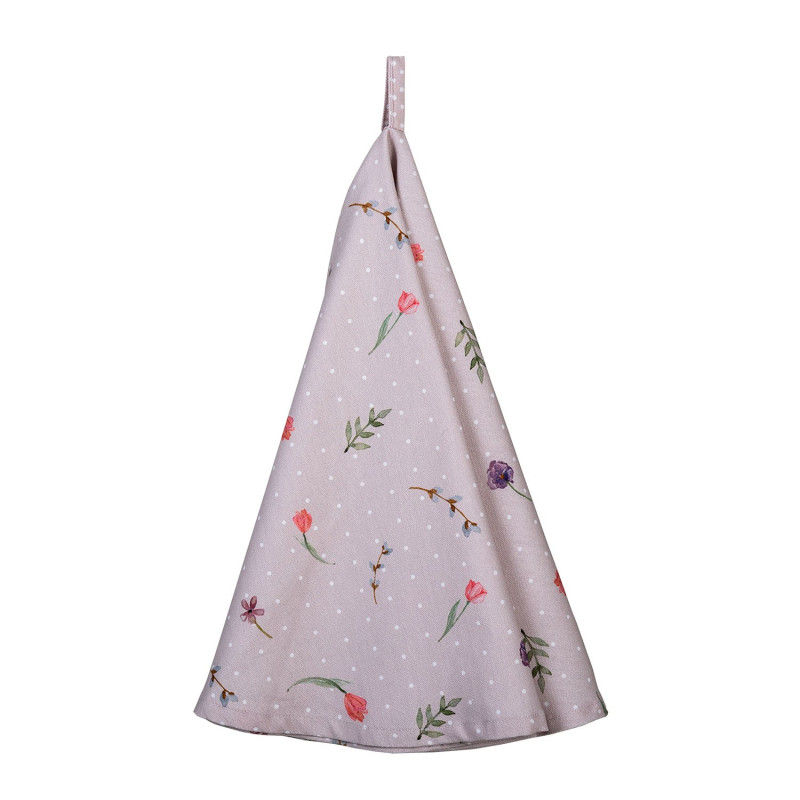 Béžová bavlněná kulatá utěrka Happy Bunny - Ø 80 cm